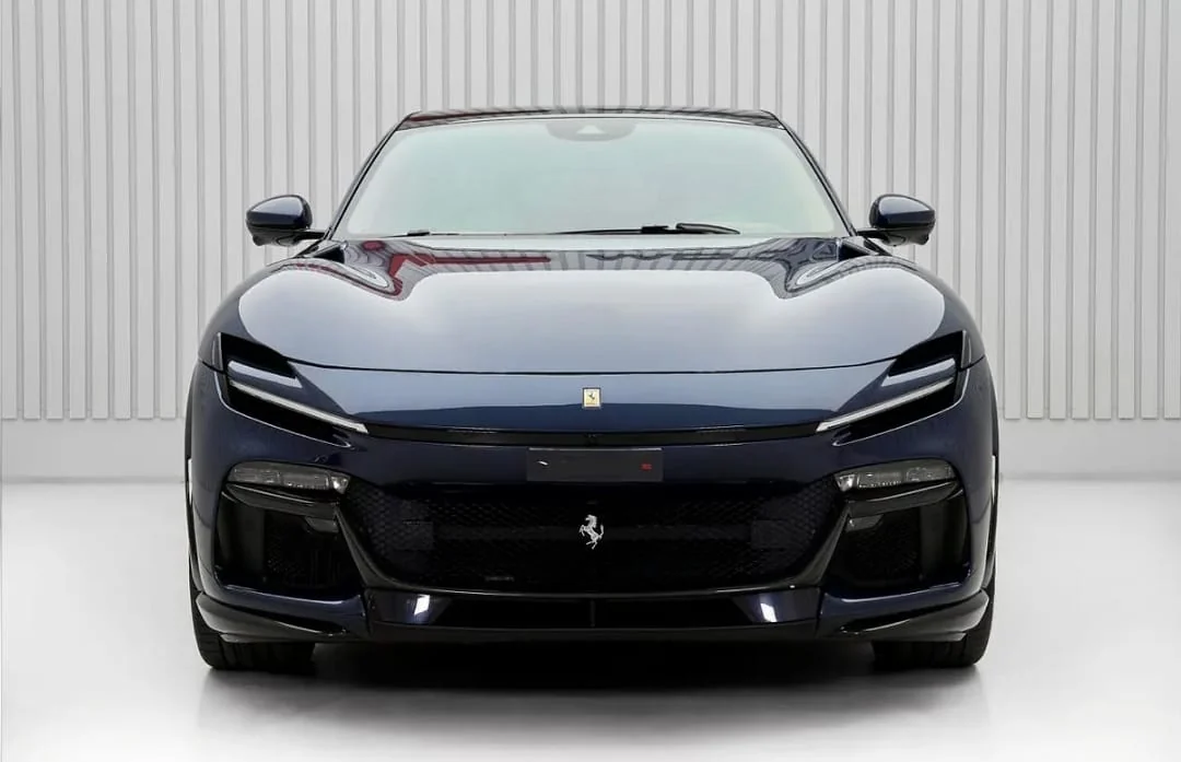 2026 Ferrari Purosangue Dark Blue luxury car rental in Dubai