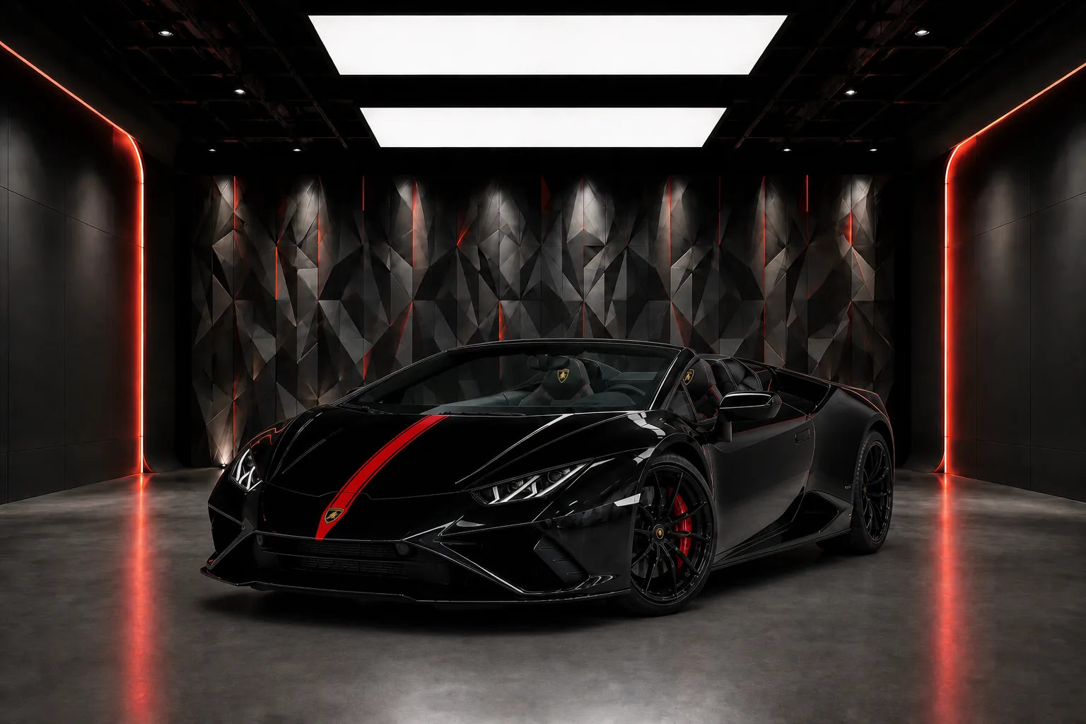 2023 Lamborghini Huracan Evo Spyder Black luxury car rental in Dubai